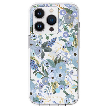 Rifle Paper Clear - pouzdro pro iPhone 14 Pro (Garden Party Blue)