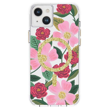 Rifle Paper Clear MagSafe - iPhone 14 Plus Case Decorated with Gold (Rose Garden)