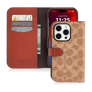 Coach Folio Signature C Case - 2-in-1-Tasche mit Flip-Cover iPhone 15 Pro (Tan)